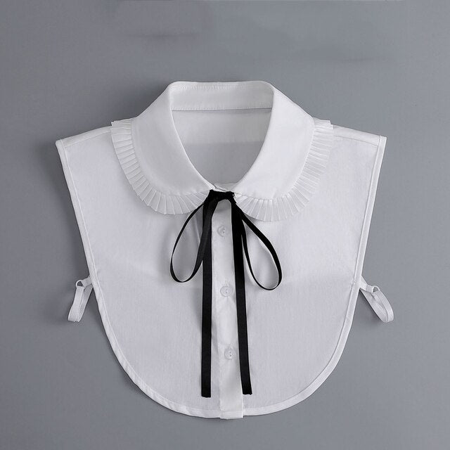 WHITE DICKIE COLLAR WITH BLACK TIE – The Collar Collection