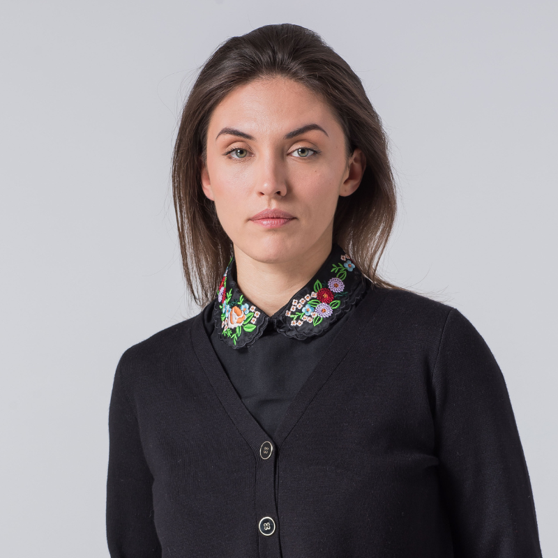 NESSA FLORAL EMBROIDERED COLLAR - Black