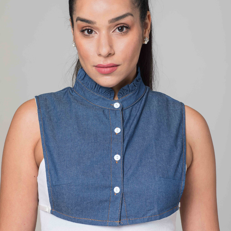 DAISY DENIM DETACHABLE COLLAR SHIRT