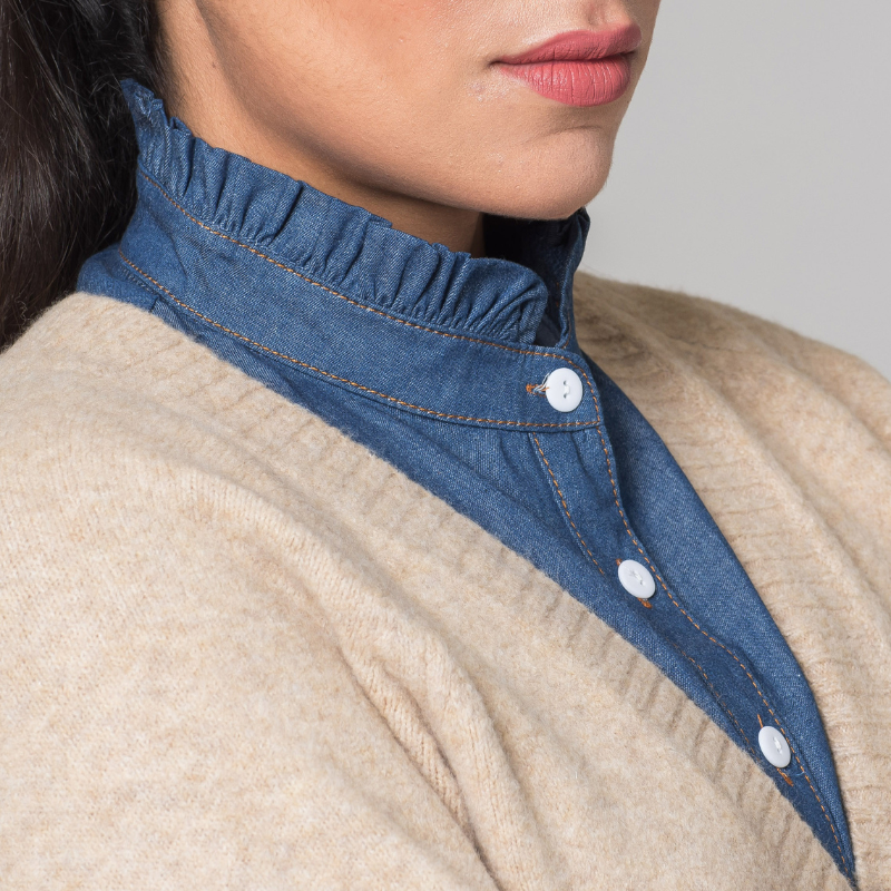 DAISY DENIM DETACHABLE COLLAR SHIRT